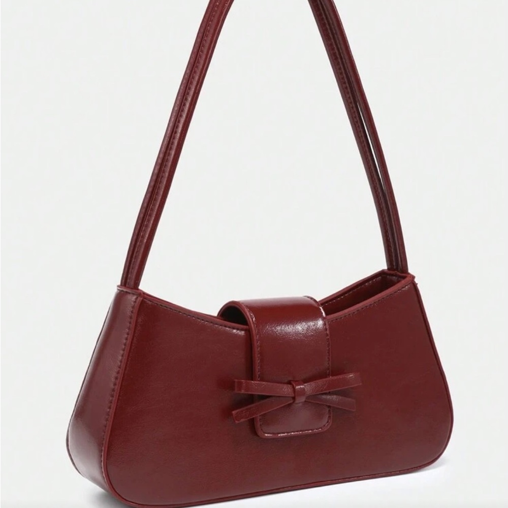 Burgundy Red Shoulder Bag with Bow